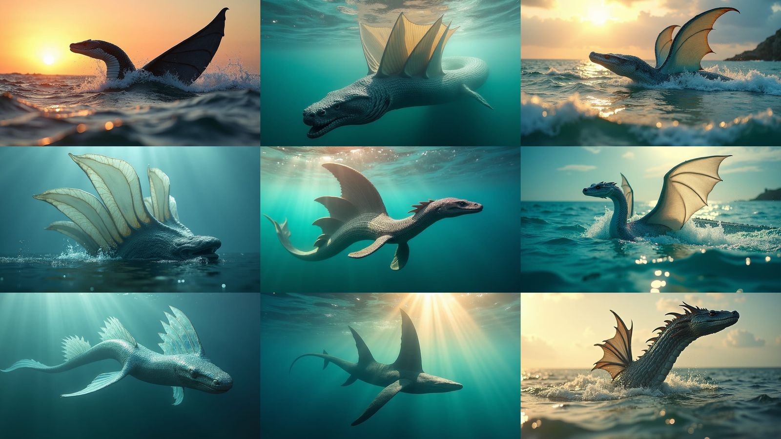 Sea Serpent with Sail-Like Fins