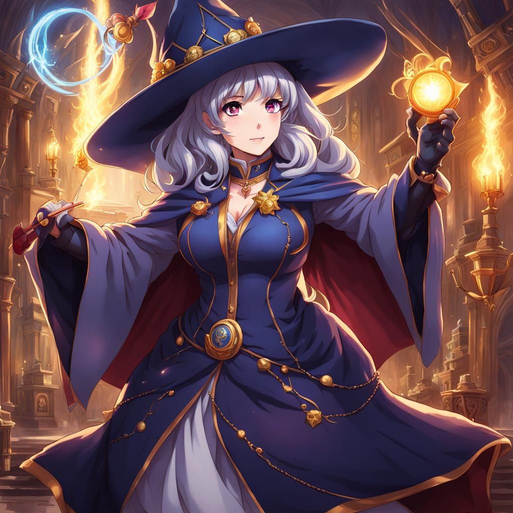 Hippo Lady Wizard in Anime Style