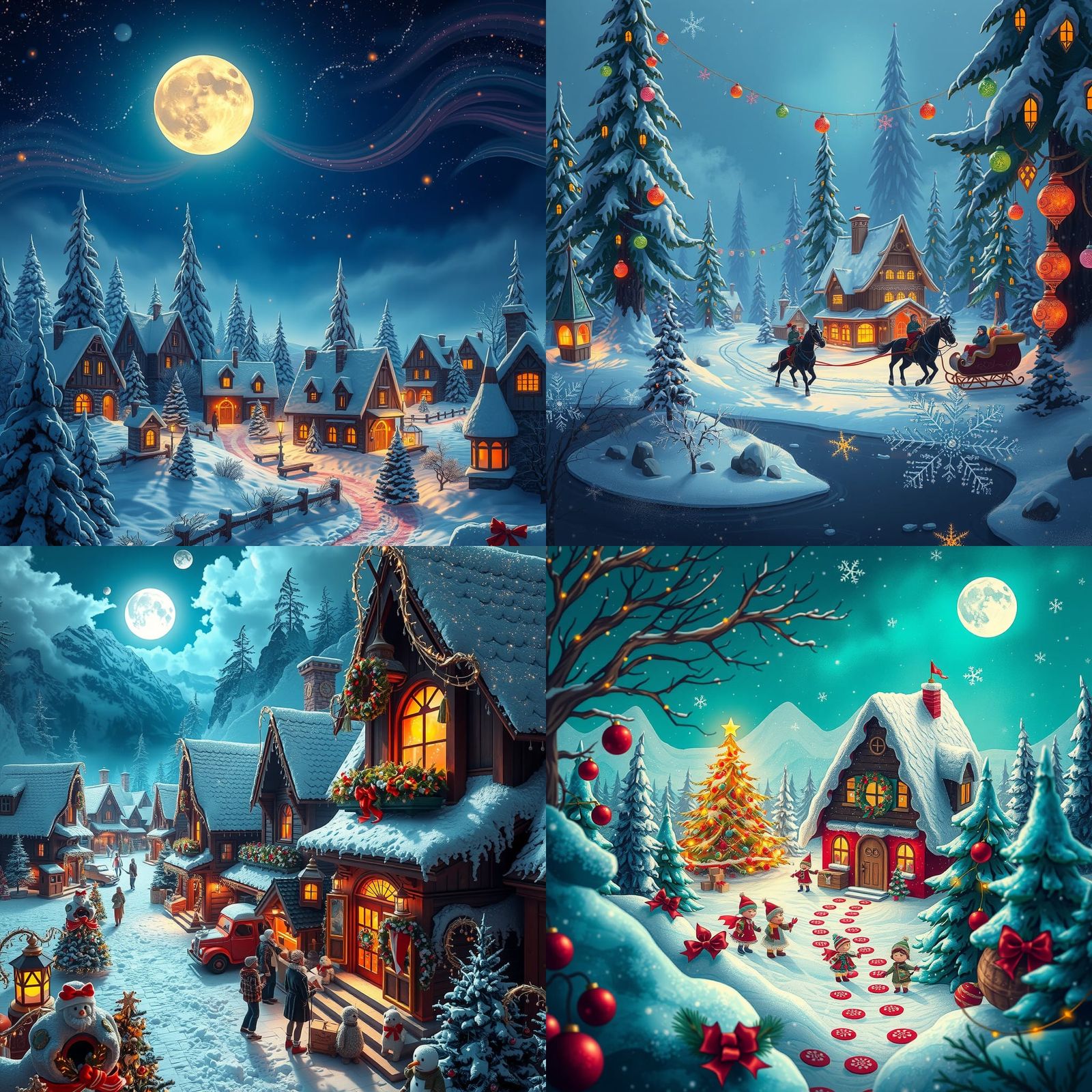 Festive Christmas Scene in Detailed Matte Style