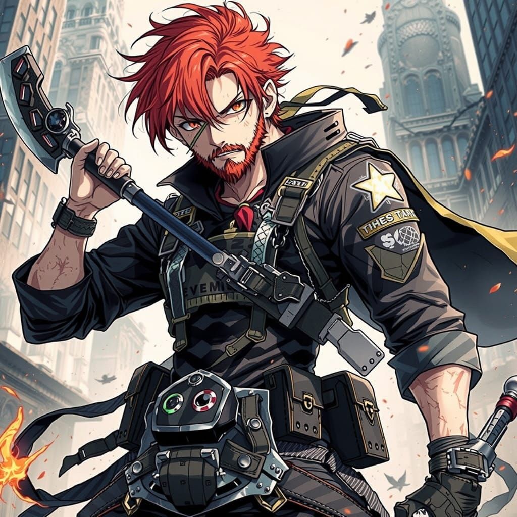 Rugged Anime Spy Assassin in Modern Gear