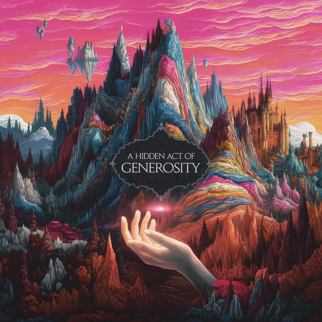 Hidden Generosity: Fantastical Mountain Landscape with Glowi...