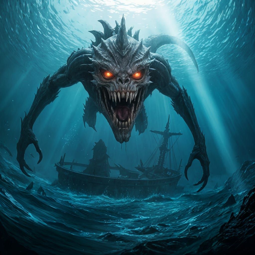 Sinister Demon of the Deep, Greg Rutkowski Style