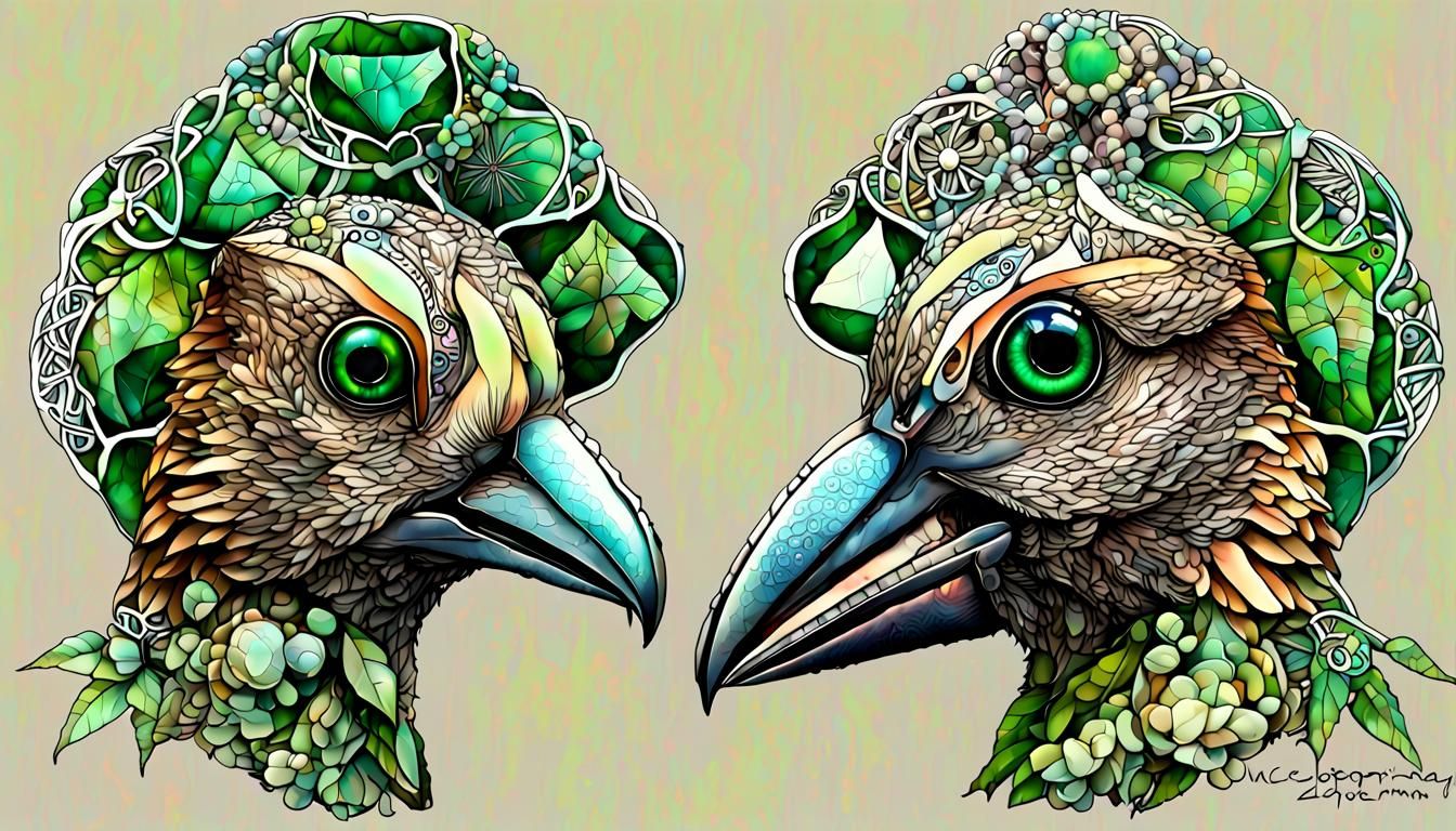 Australian Kookaburra in Quantum Fractal Landscape