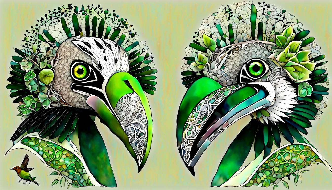 Kookaburra in Fractal Australian Landscape with Celtic Motif...