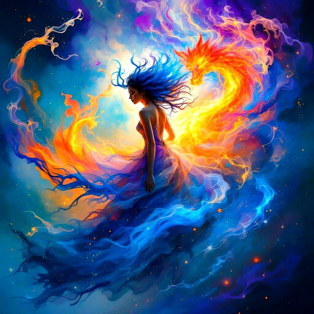 Surreal Goddess Transforms into Ethereal Spirit Animal