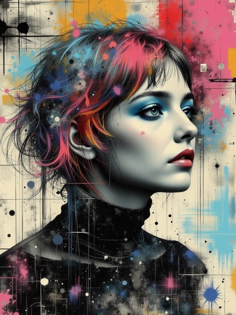 Gothic Portrait of a Woman with Chains in Mixed Media