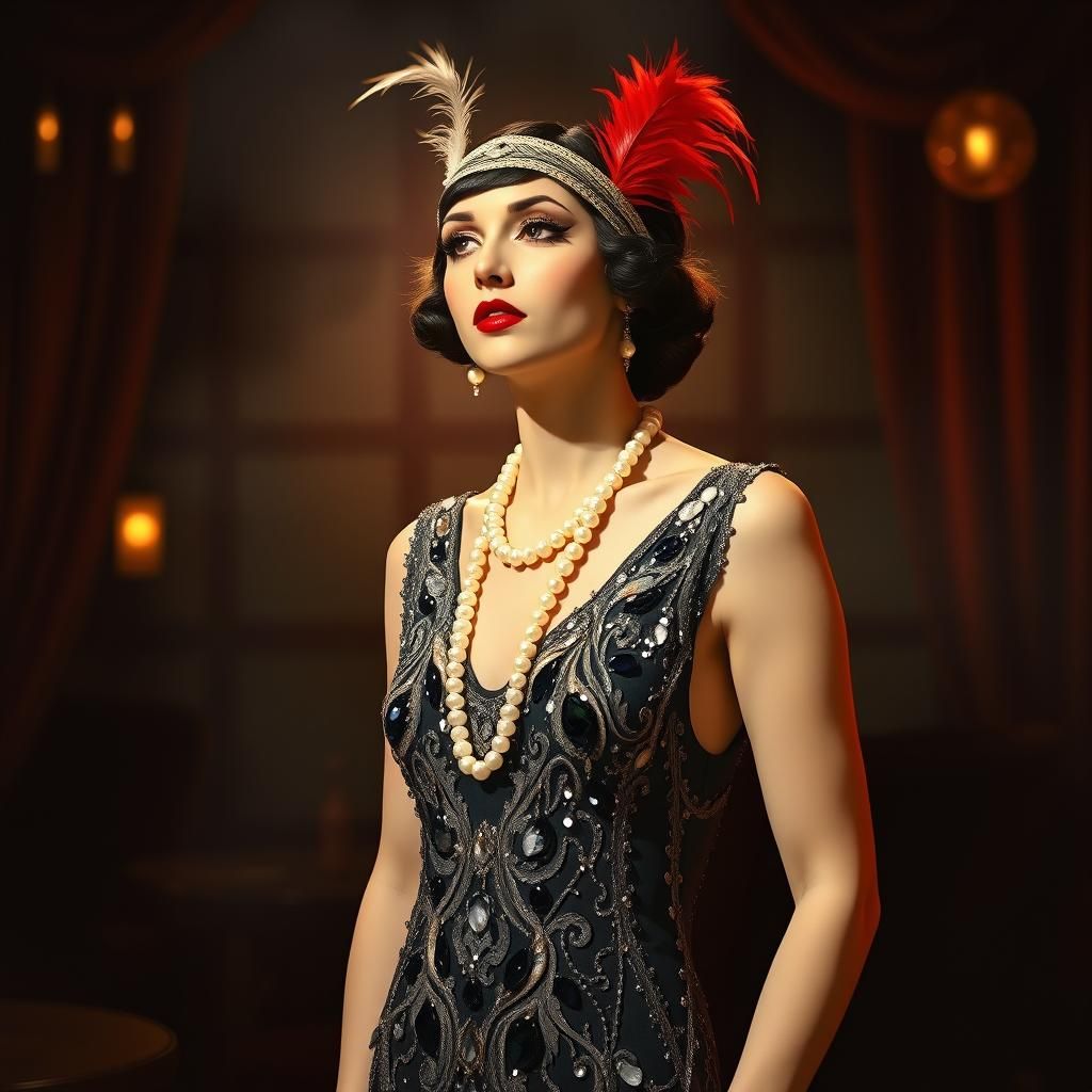 Roaring Twenties Singer in Post-Impressionist Style