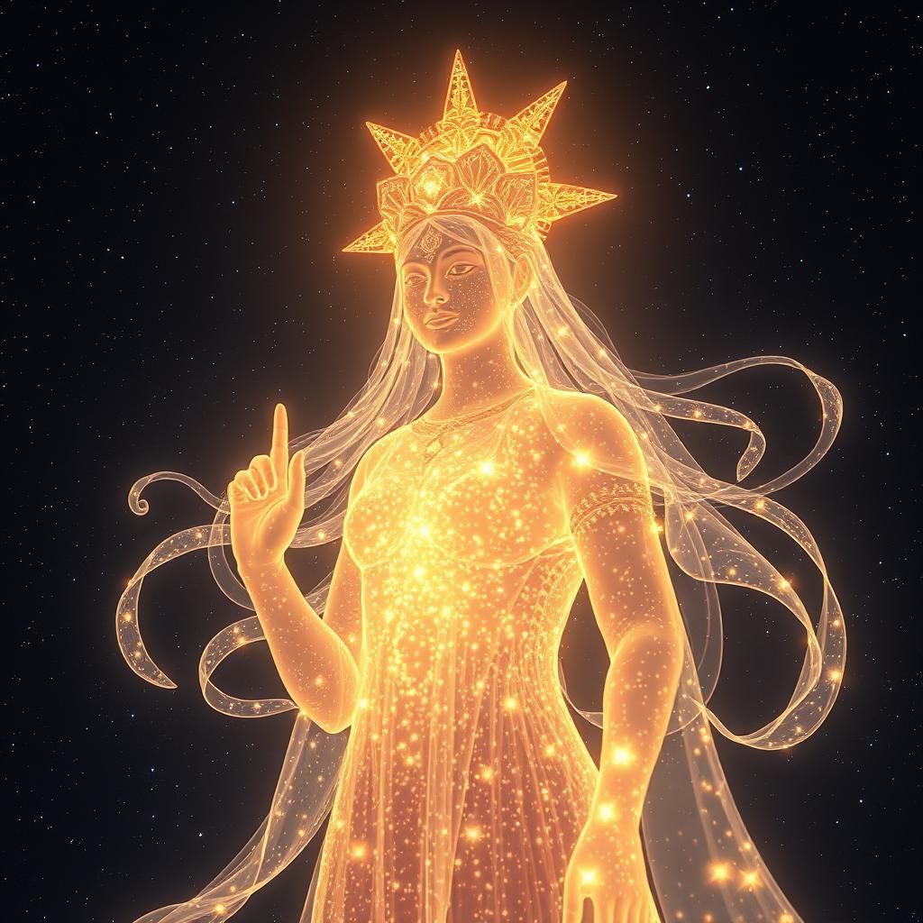 Radiant Avestan Goddess Diti in Ethereal Galactic Space