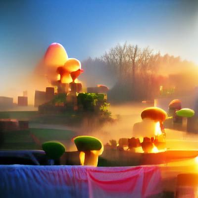 Mushroom Kingdom at Spring Sunrise