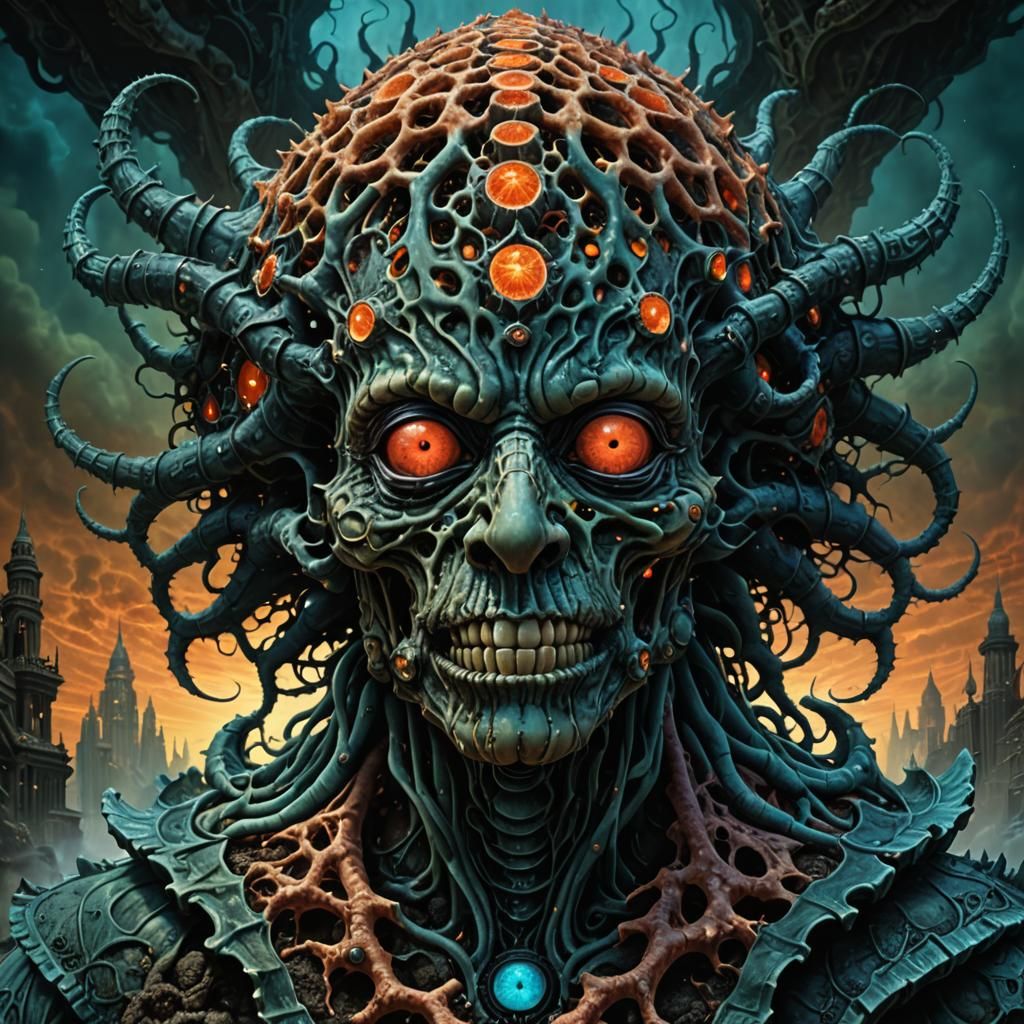 Infernal Misanthrope Portrait in Sci-Fi Horror Style