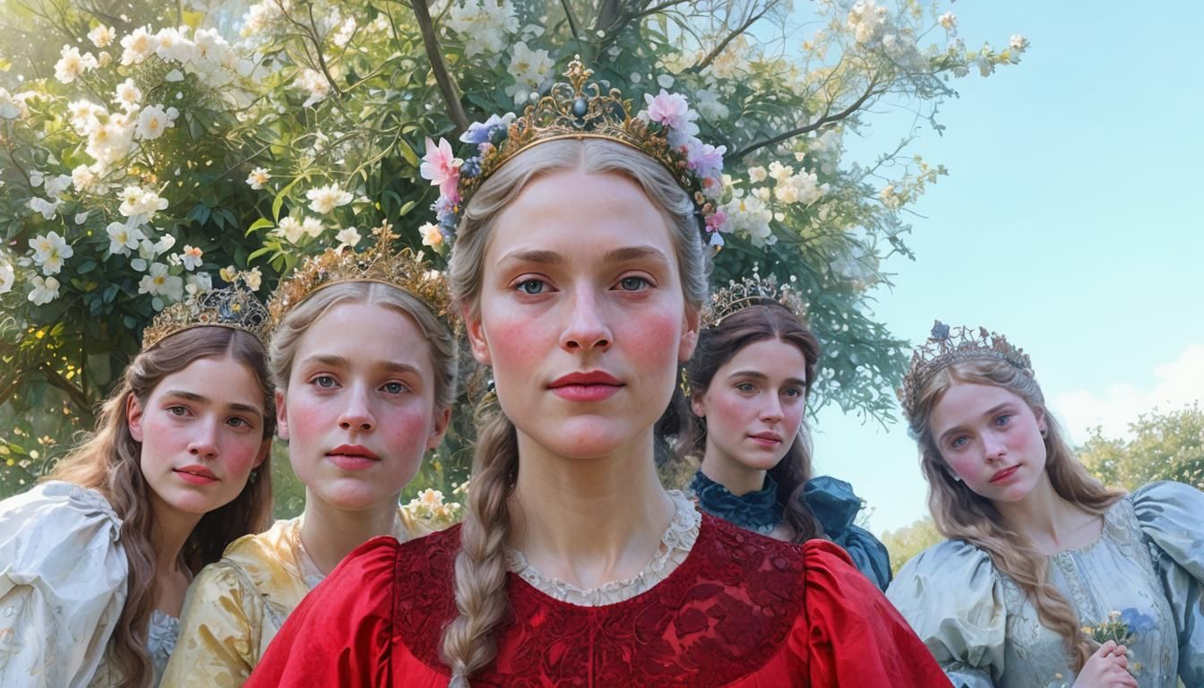Pre-Raphaelite Princesses in Dreamy Garden Portrait