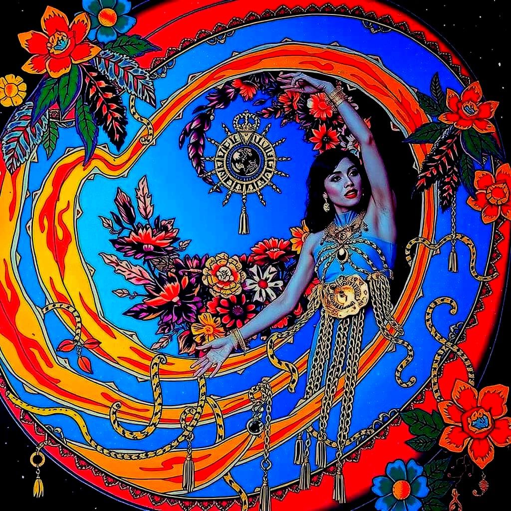 Psychedelic Garden Dreamscape with Cosmic Mystery