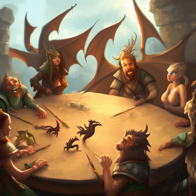 Friends Playing Dungeons and Dragons: Storybook Illustration