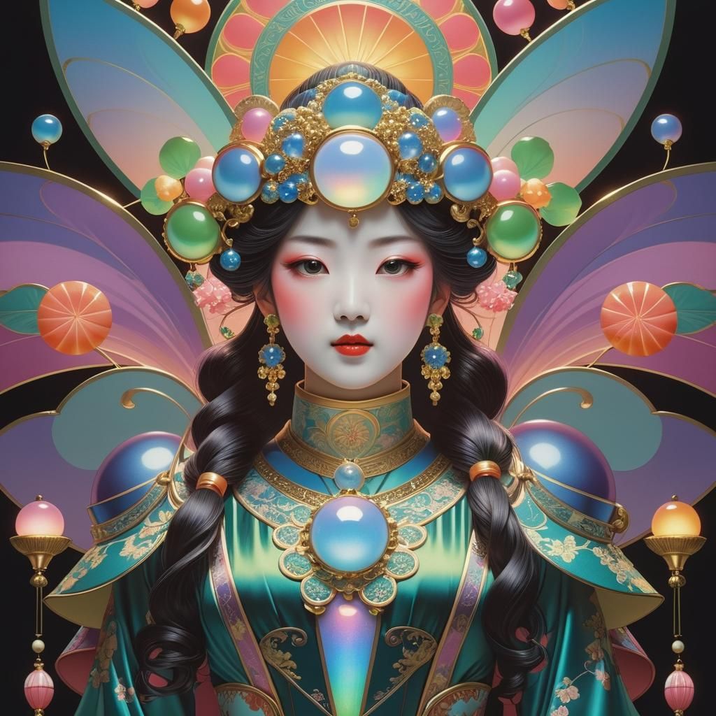 Candy Art with Nacreous Lighting, Postmodern Digital Illustr...