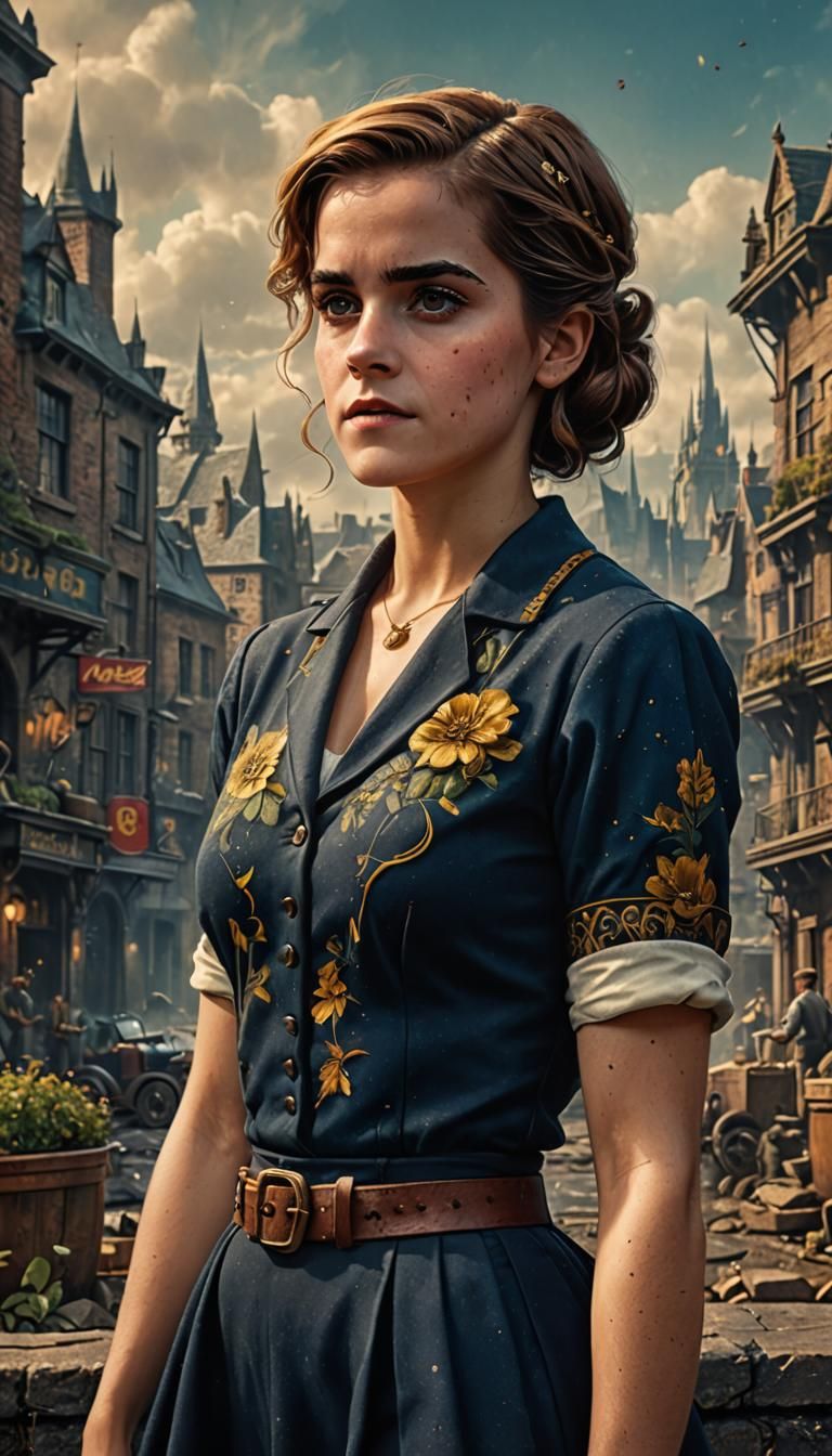 Emma Watson as 1950s Pinup in Detailed Painting