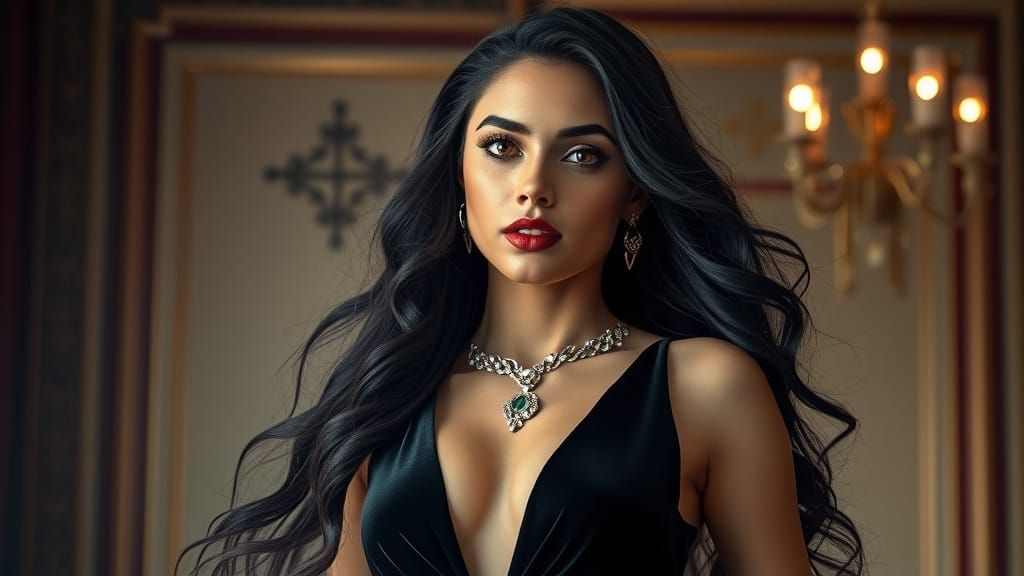 Ethereal Sorceress Movie Star in Art Deco Style