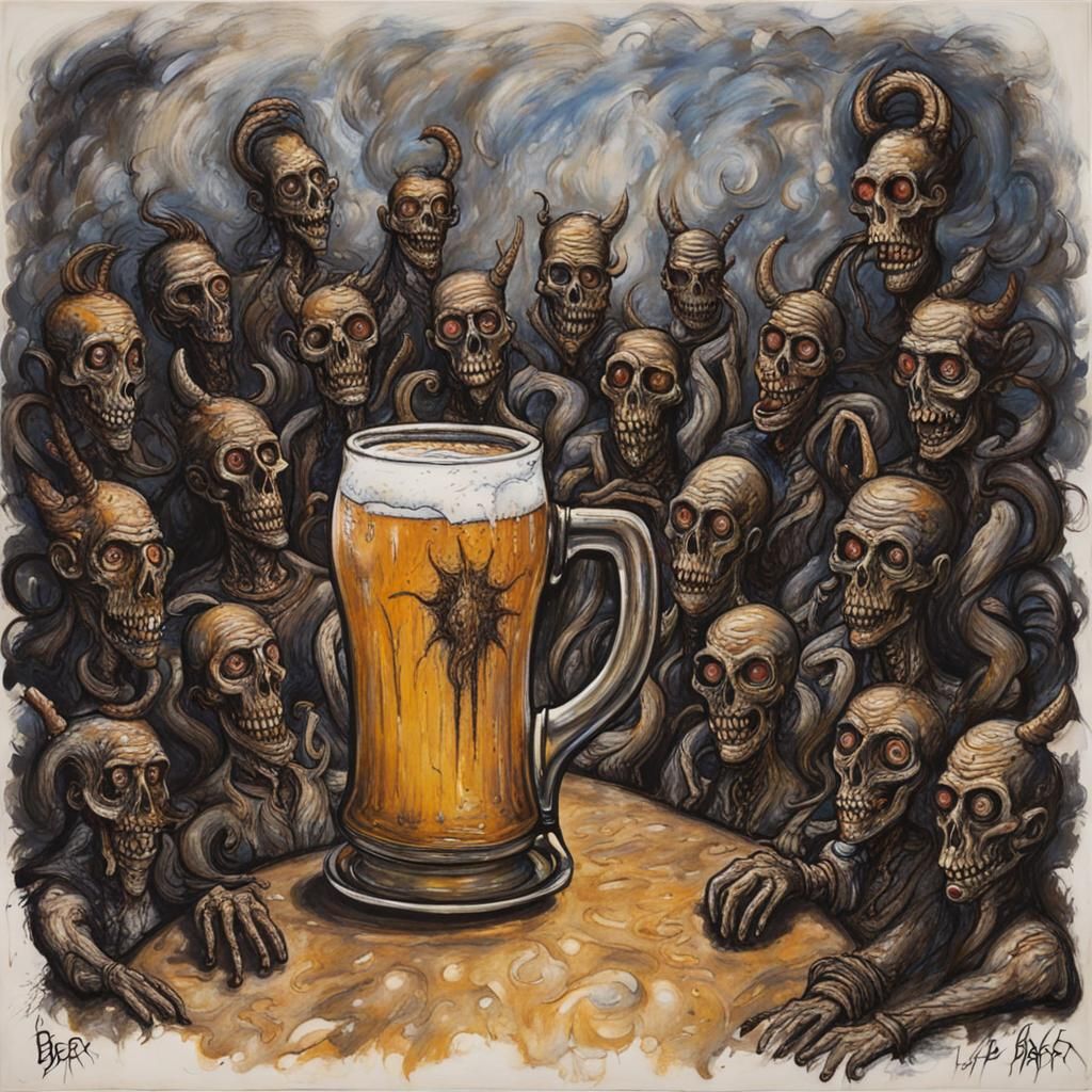 Surreal Beer Artwork in Clive Barker Style