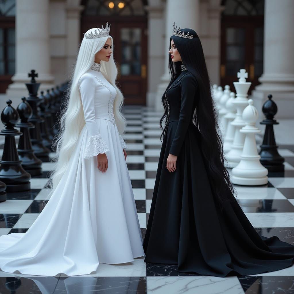 Two Majestic Queens on a Giant Chessboard