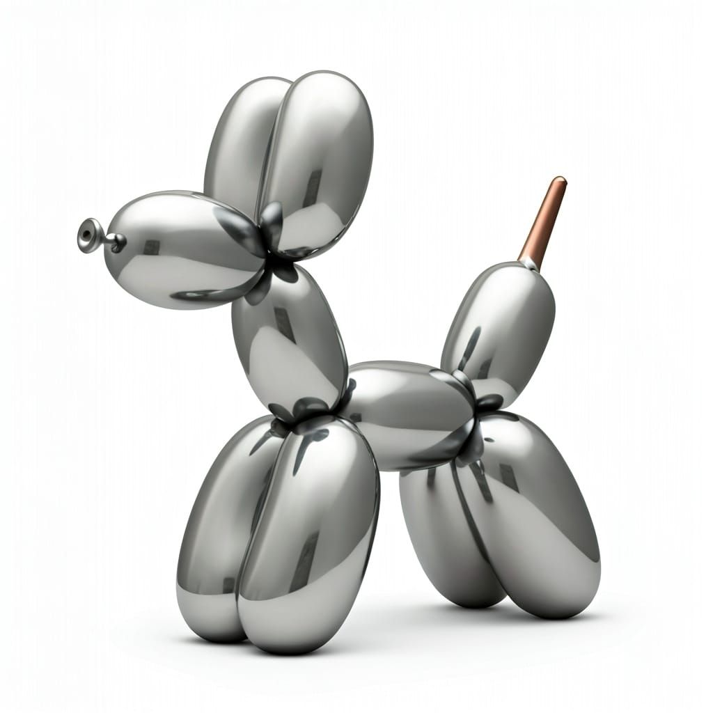 Metallic Balloon Dog Sculpture in Contemporary Style