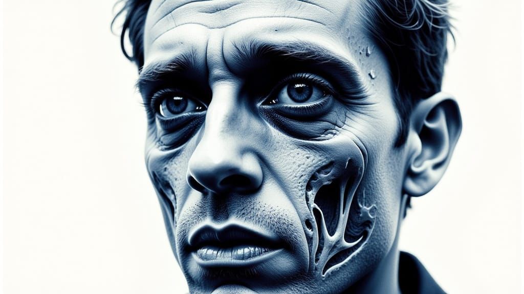 X-Ray Art Portrait with Ink Splatter Horror