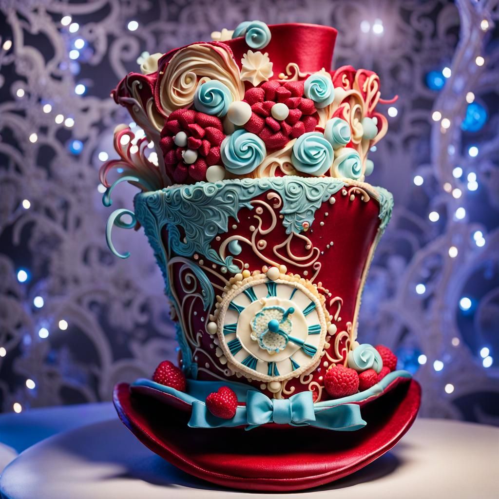 Mad Hatter Top Hat Cake with Sugar-Spun Lace Trim