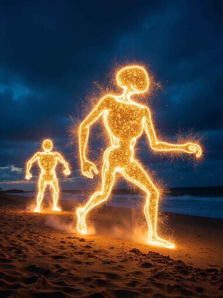 Glowing Curly Whirlingtons on the Beach