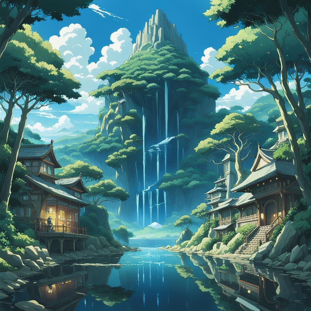 Old Gods Return: Ghibli-Style Anime Key Visual