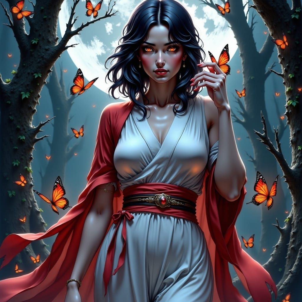 Mesmerizing Ninja Surrounded by Butterflies