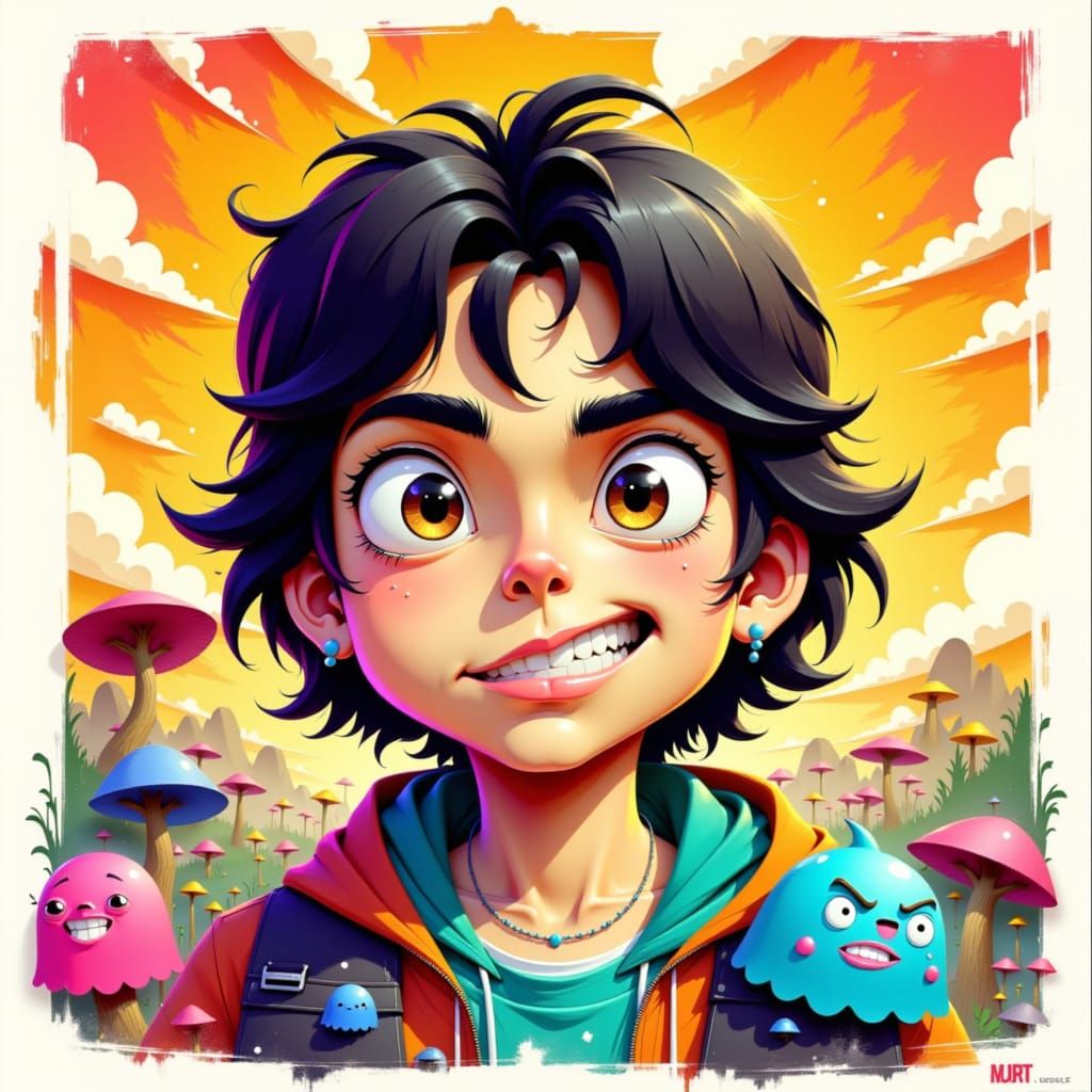 James Quintel Cartoon Portrait in Vibrant Animation Style