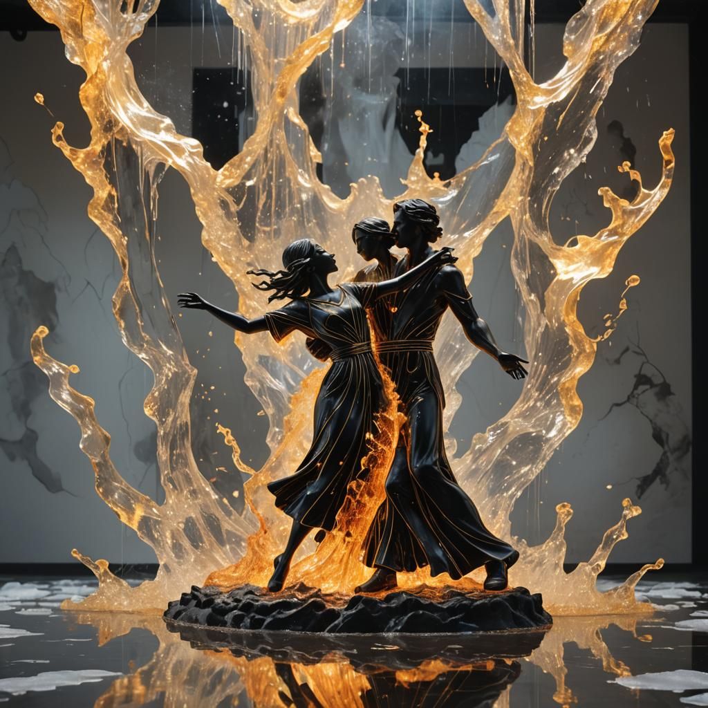 Lava Fire Man and Ice Woman Couple Dance