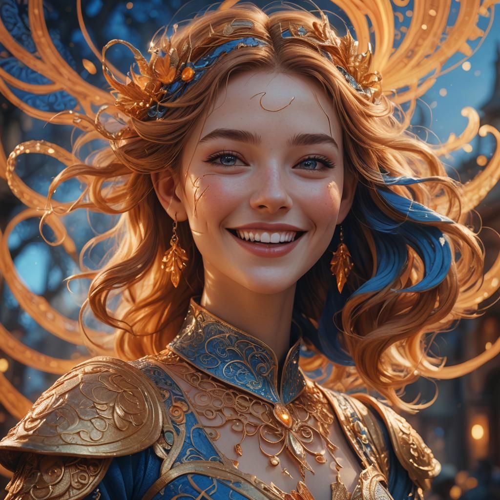 Charming AI Girl with Ethereal Glow: Fantasy Art