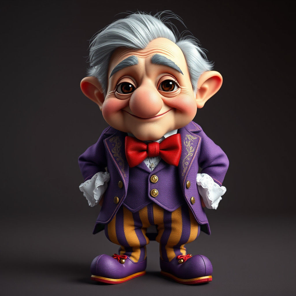 Cartoonish Elderly Man in Ornate Attire