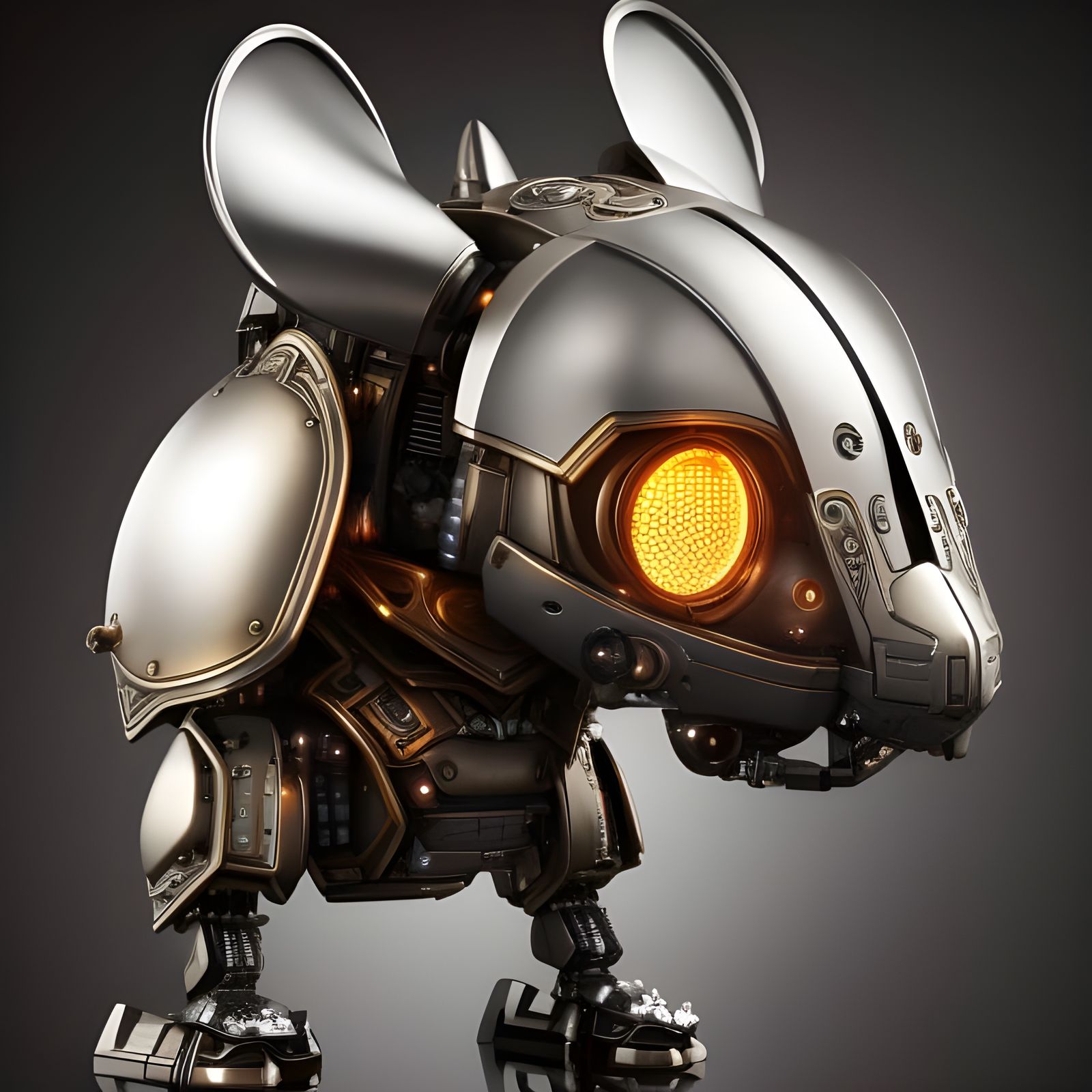 Armored Steampunk Android Mouse with Sapphire Inlays