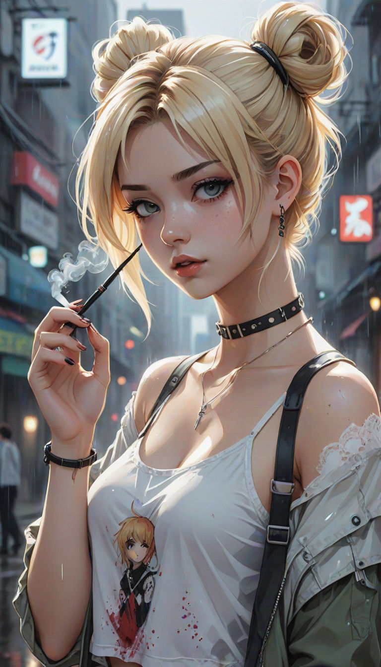 Edgy Anime-Inspired Lady with Alternative Style