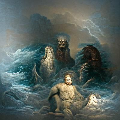 Zeus, Poseidon, and Hades in Horror Style