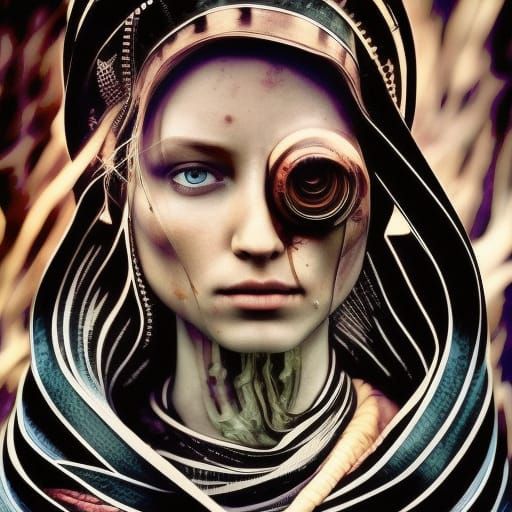 Queen of Hearts Death Tarot Card in Dark Fantasy Style