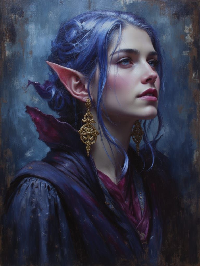 Lady Vampiress Portrait in Dungeons & Dragons Style