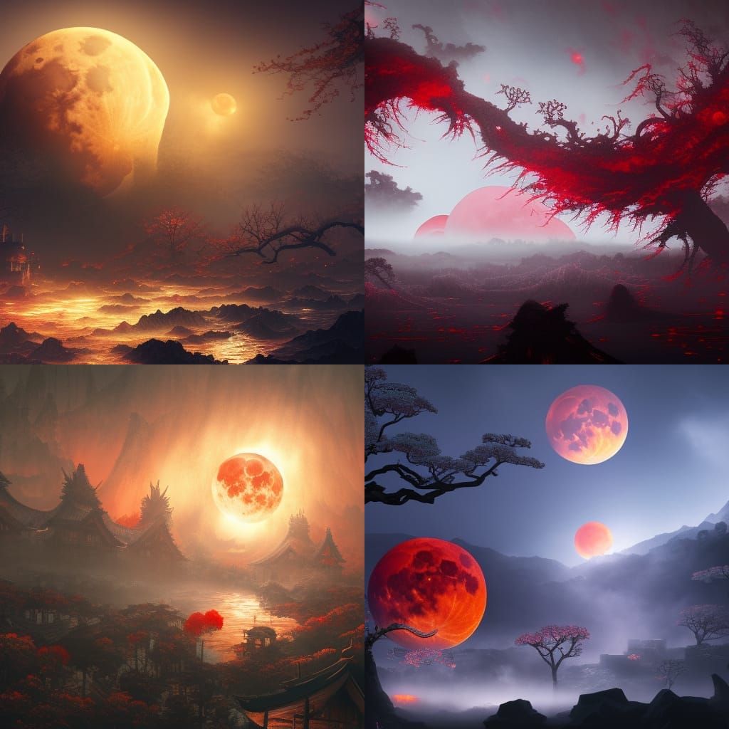 Japanese Blood Moon Epic Horror