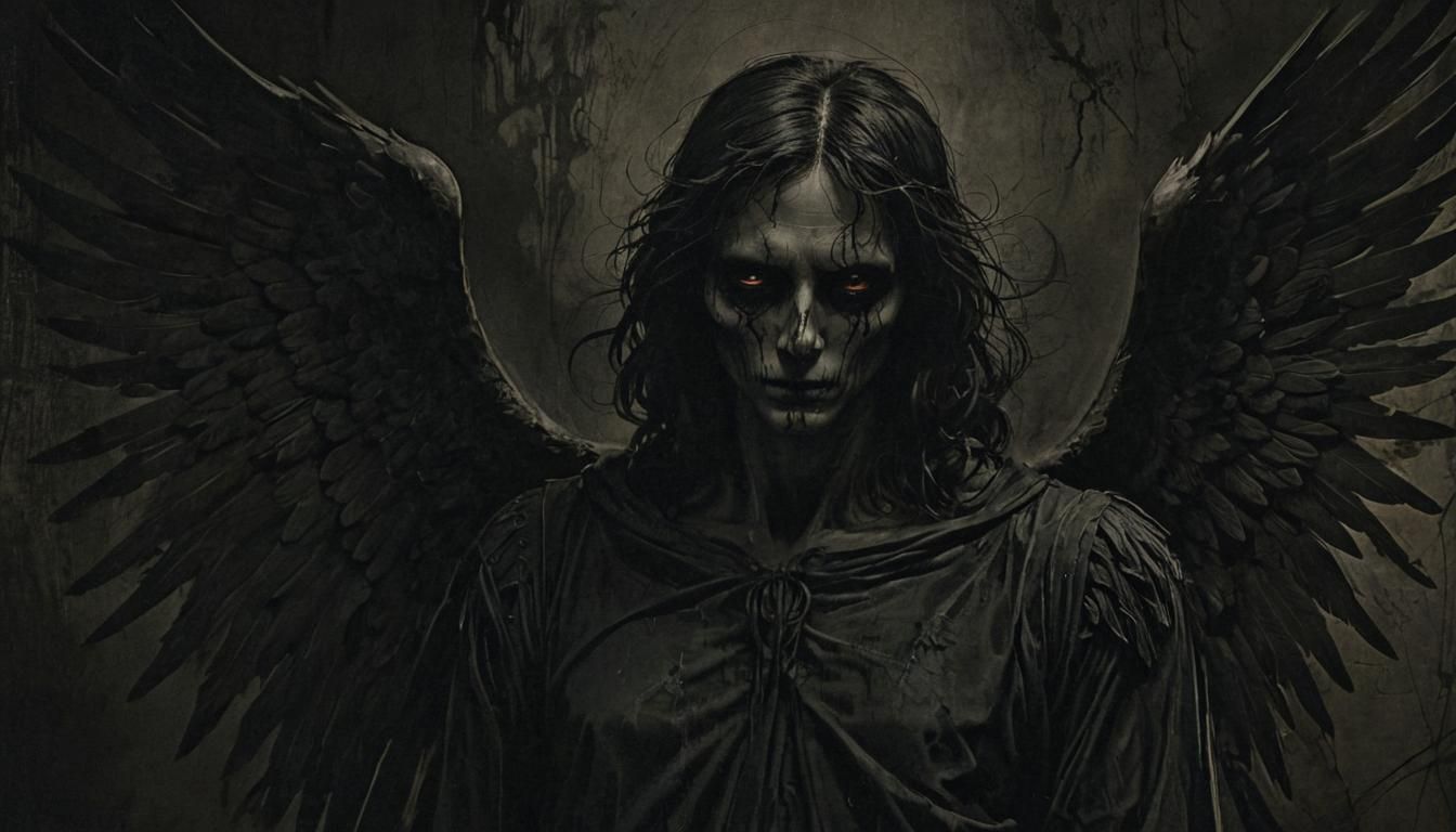 Ominous Angel of Death in Dark Symbolism Style