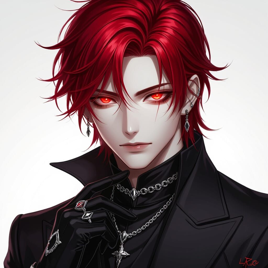 Anime Character with Red Hair in Digital Art Style