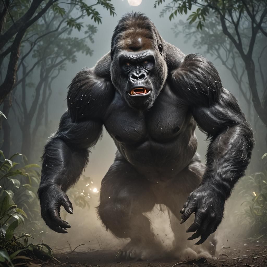 Angry Gorilla Charges: Hyper-Realistic Wildlife Photography