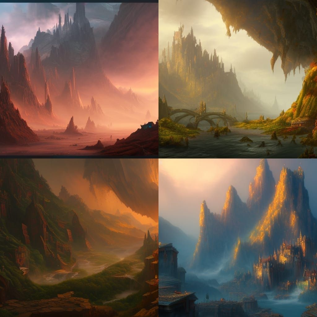 Fantastical Detailed Matte Painting in Deep Color