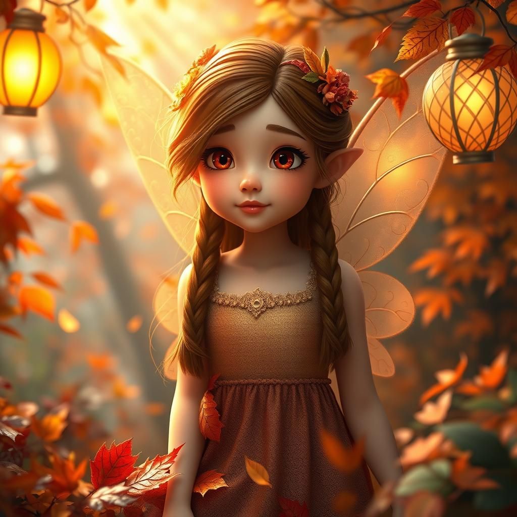 Enchanting Autumn Fairy in a Picturesque Forest