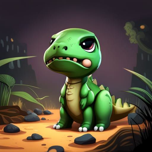 Hyperdetailed Chibi Dinosaur in Fantasy Concept Art