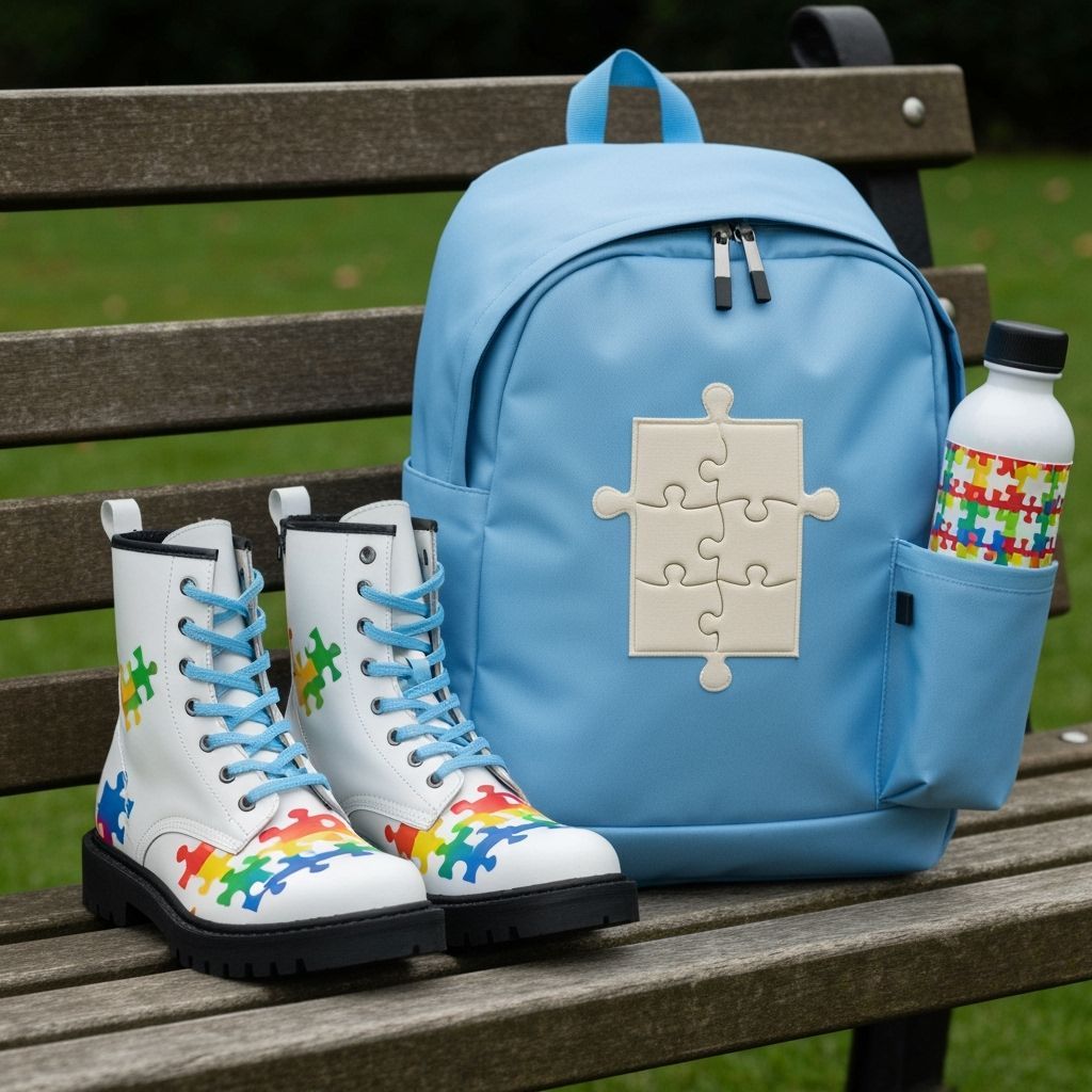 Rainbow Puzzle Combat Boots & Backpack in Irish Park