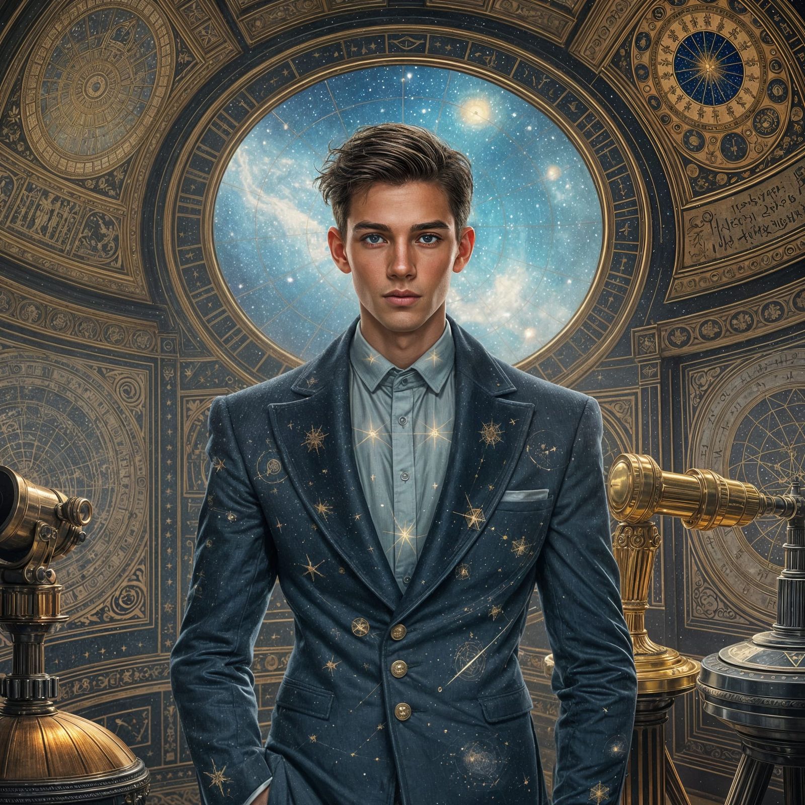 Starlight Suit in Ancient Observatory, Cosmic Art Deco