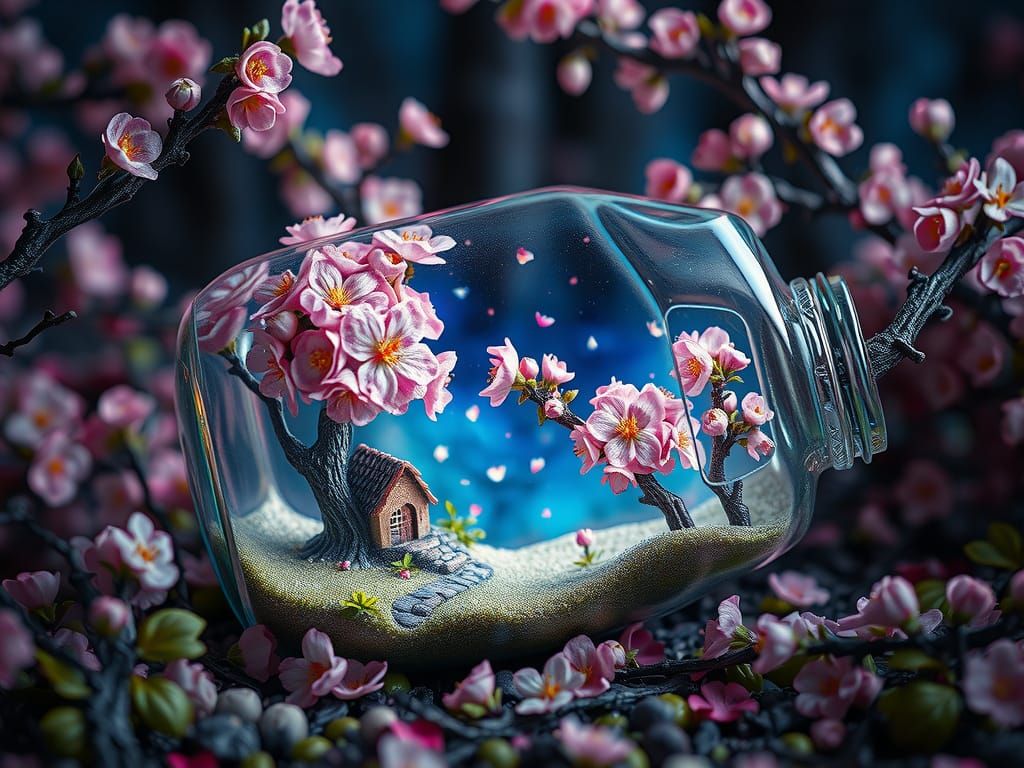 wonderful spring landscape in a bottle