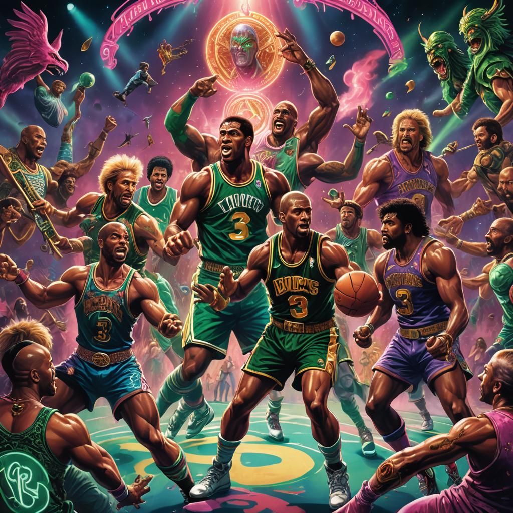 Fantasy Battle with Magic Johnson in Digital Art