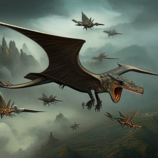 Pterodactyl Flight: Epic Cinematic Digital Art