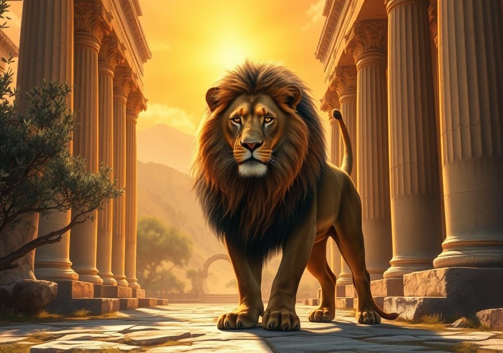 Majestic Lion of Nemea in Neoclassical Style